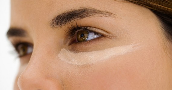 Woman with makeup under eye